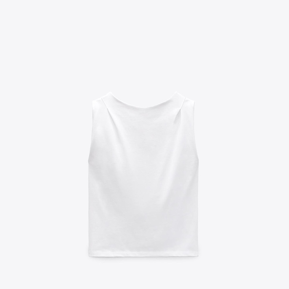Zara White Sleeveless Draped Back Top Shirt M NWT